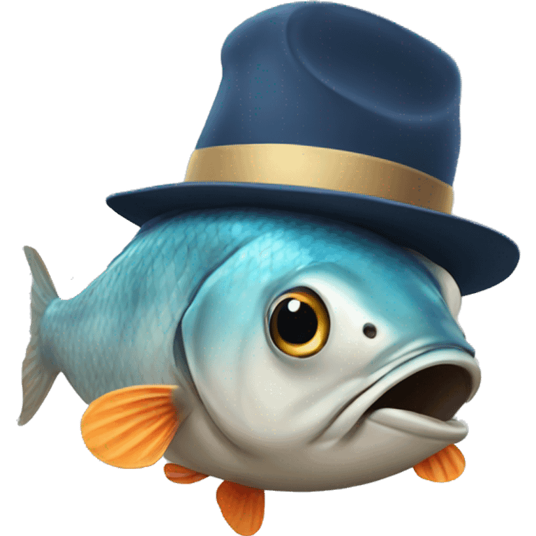 Fish wearing a hat emoji