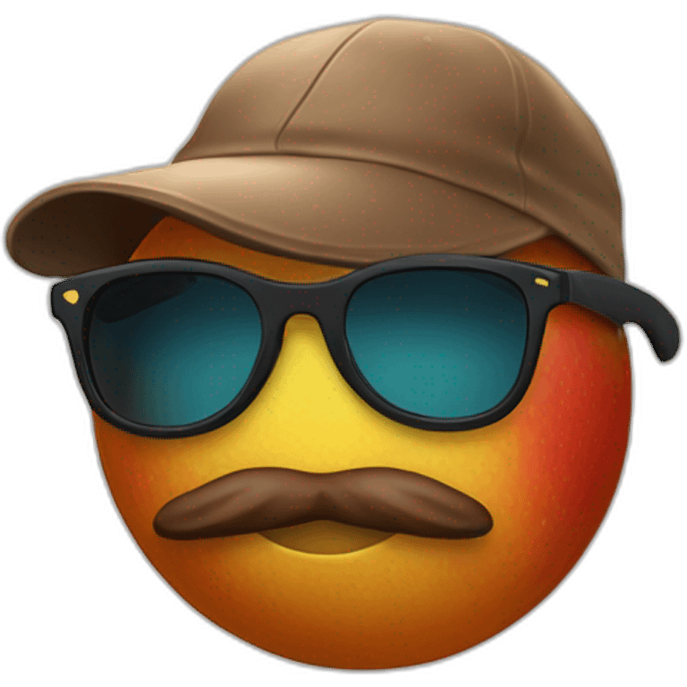 Default apple poop emoji in sport sunglasses and sport cap emoji