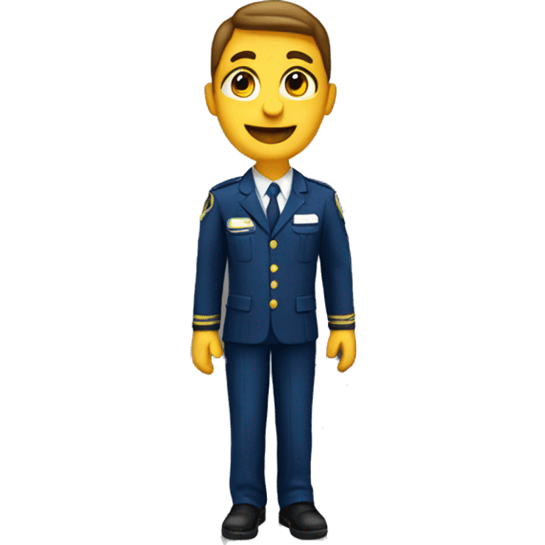 An airline employee in an airline uniform helping you check in at the check-in counter. emoji