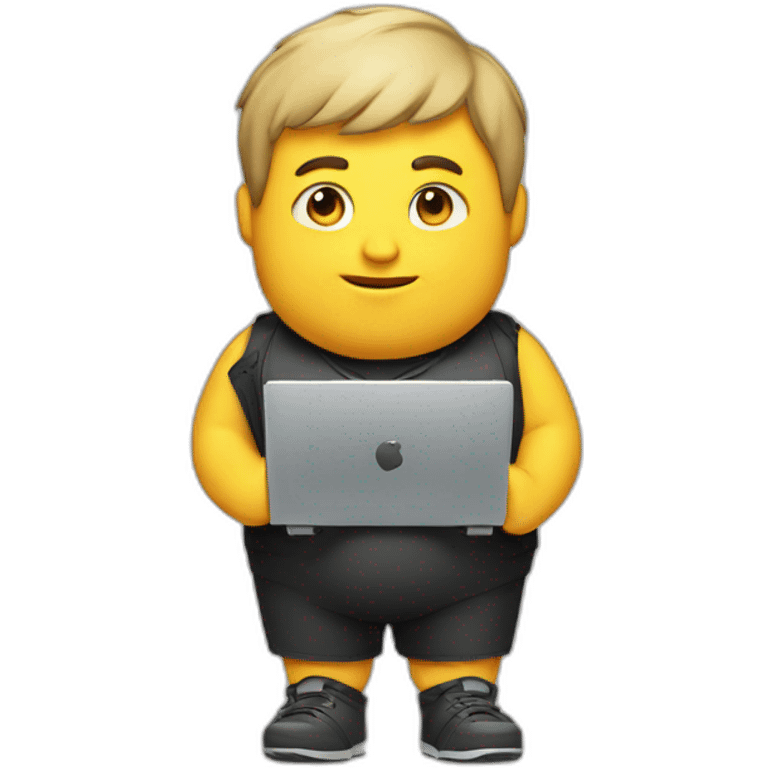 fat boy with his pc emoji