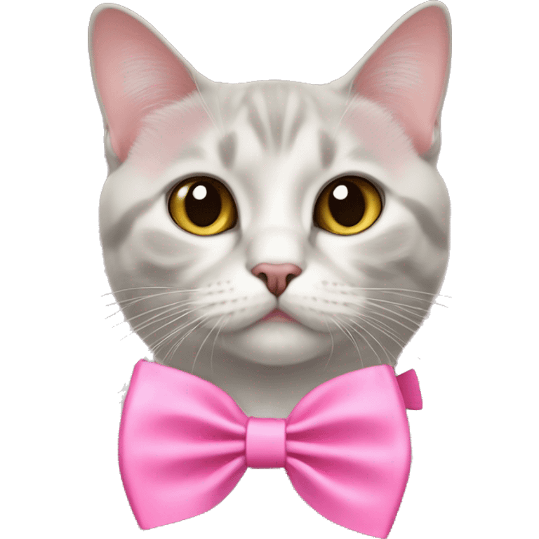 British short hair cat with pink bow tie emoji