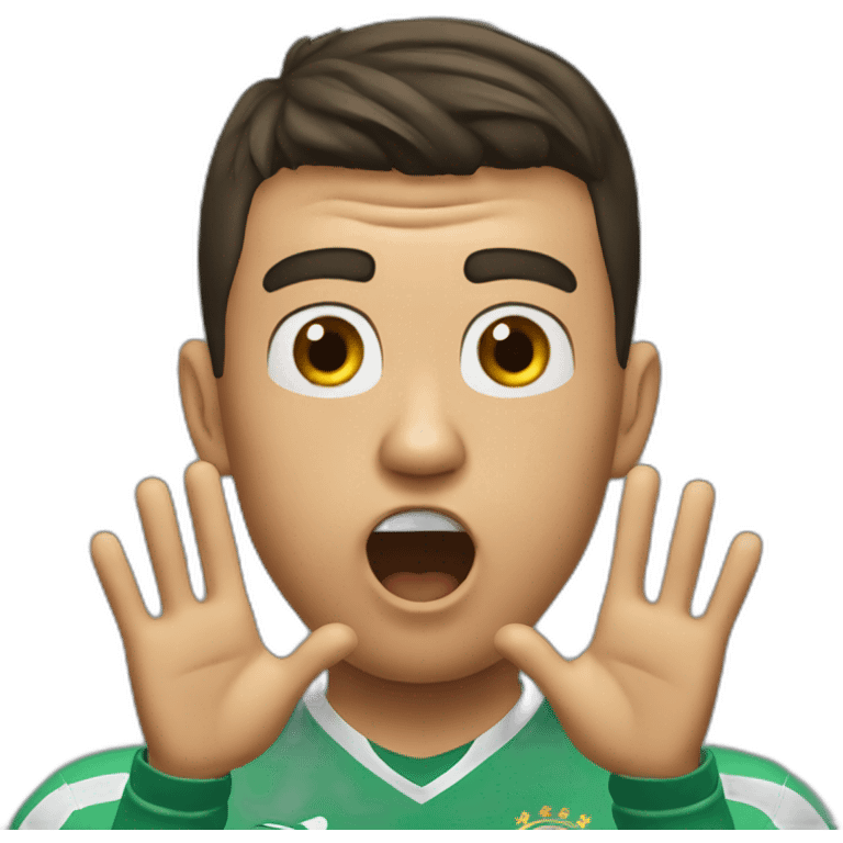 Ronaldo shocked with is two hand on his face emoji