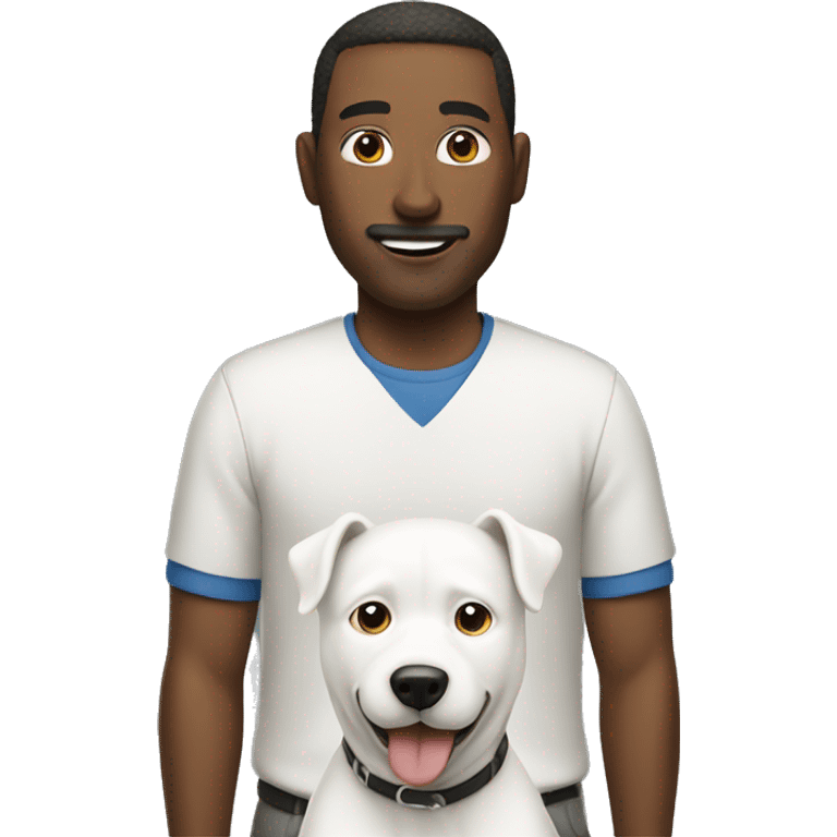 A man with his white dog emoji