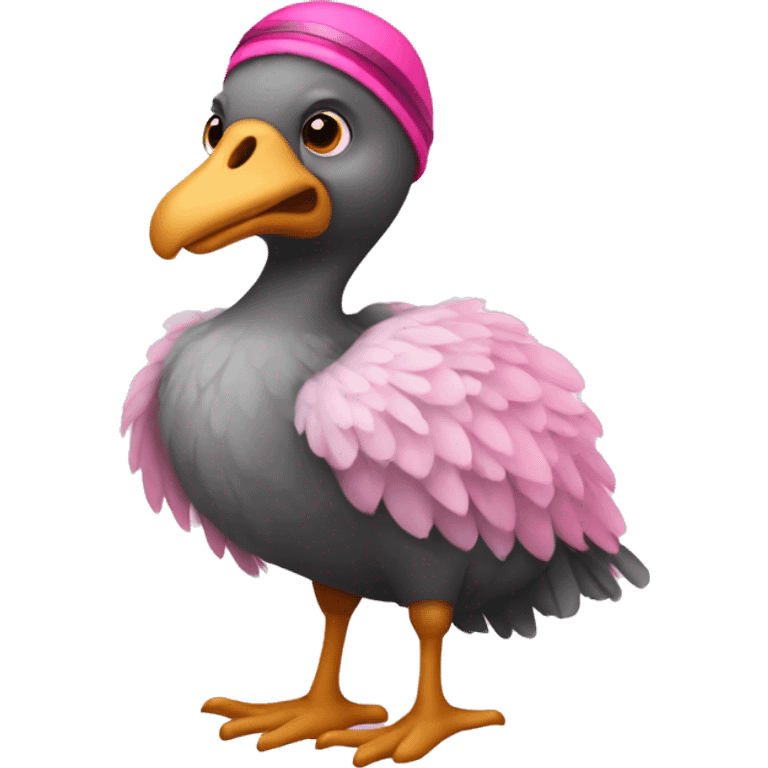 Dodo with pink tutu and ski  emoji