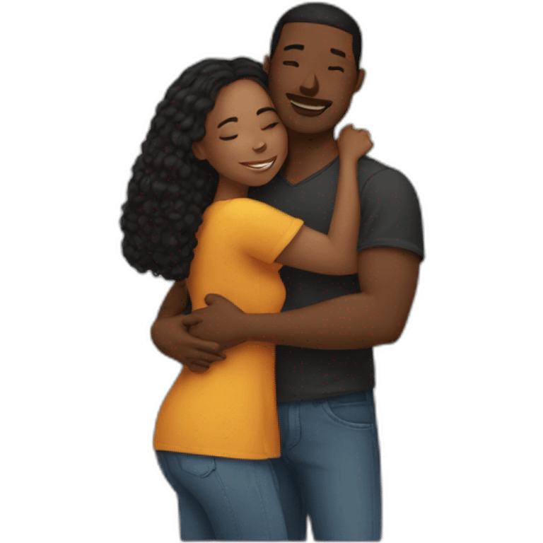 black couple hugging emoji