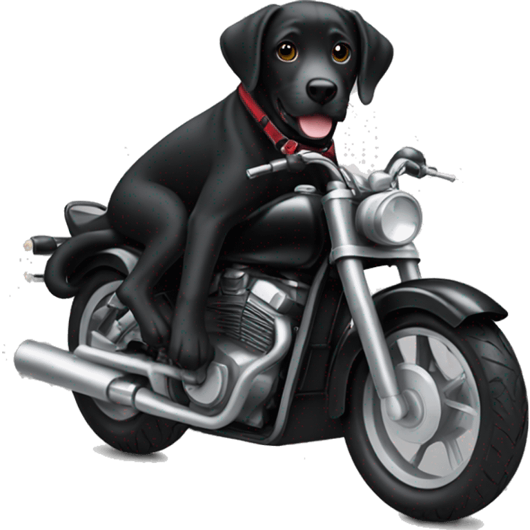 cool black lab riding motorbike emoji