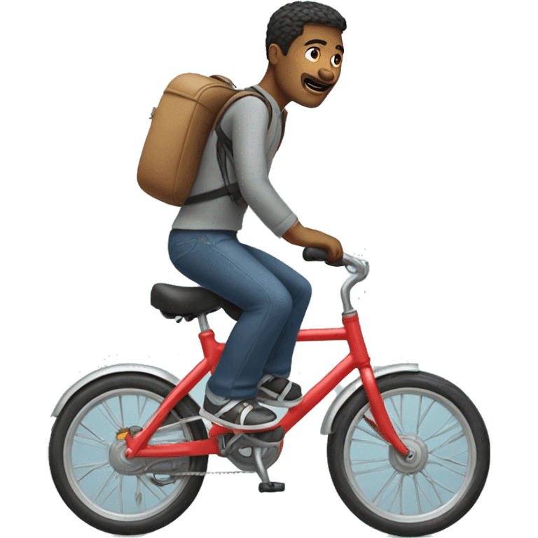 Grown man on kid's bike  emoji