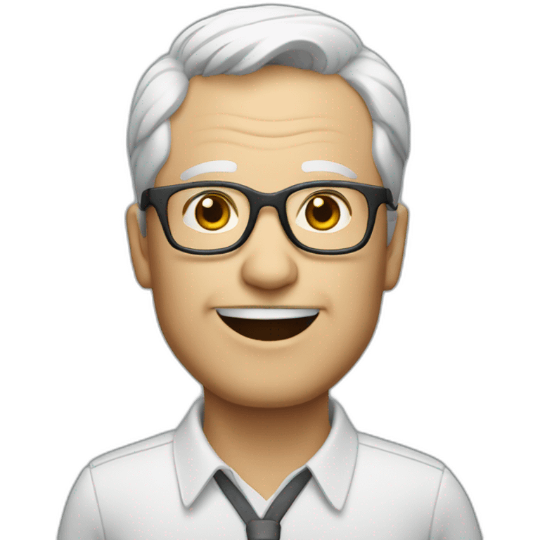 White Men AI assistant with glasses 60 years old emoji