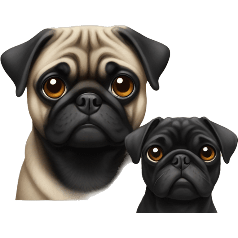 a pug, and a black pug emoji