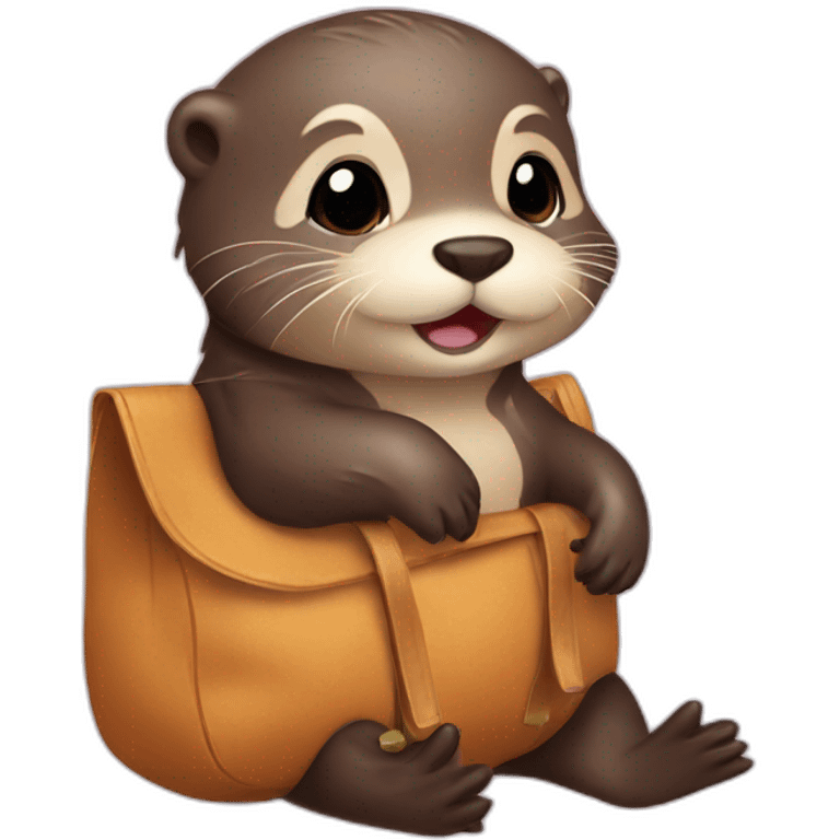 Baby otter with bag emoji