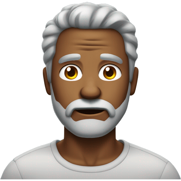 Brown skin man with gray hair, full gray beard ad he looka stressed emoji