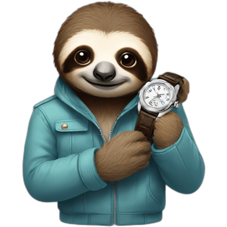 a sloth holding a luxury watch emoji