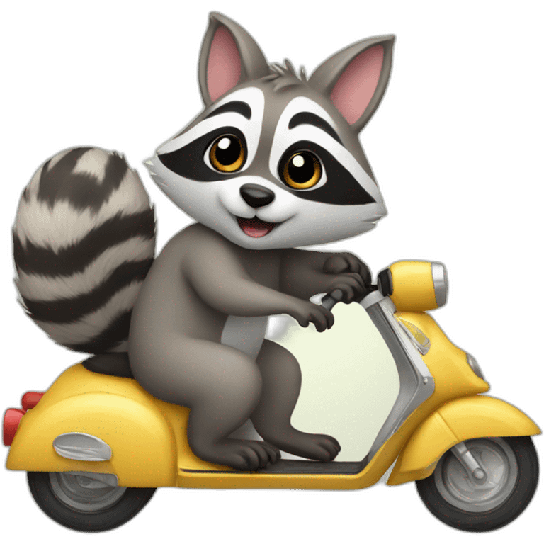 raccoon and bunny on a scooter emoji