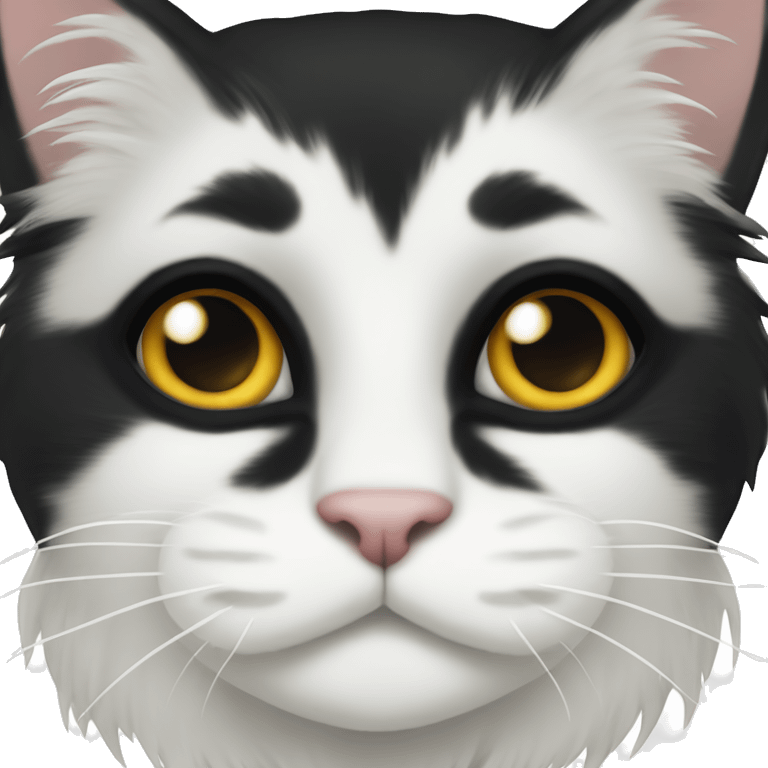 half Black and half white long hair cat with black spot on muzzle emoji