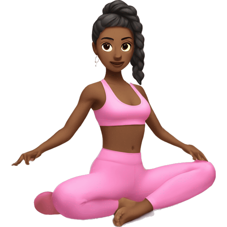 Baddie doing pilates in her pink gym set emoji