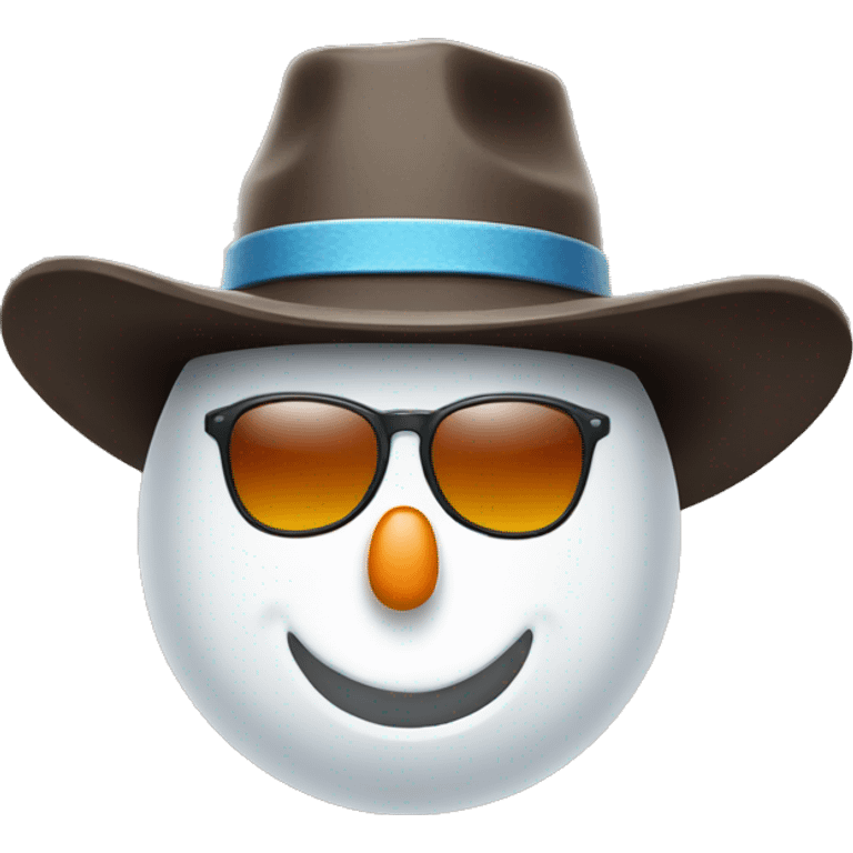 Snowman with cowboy hat and sunglasses  emoji