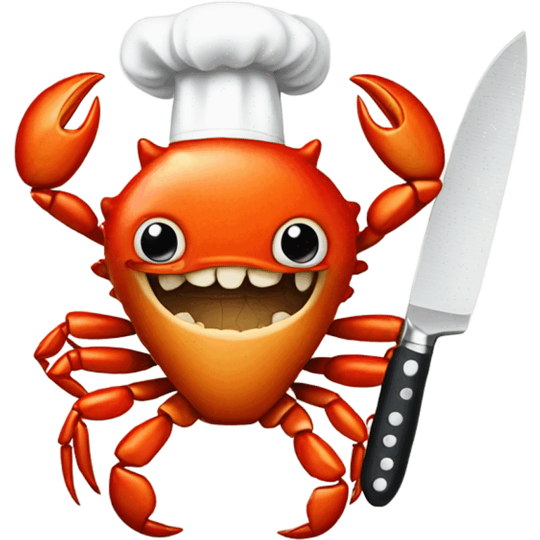 Maryland crab holding a chef knife emoji