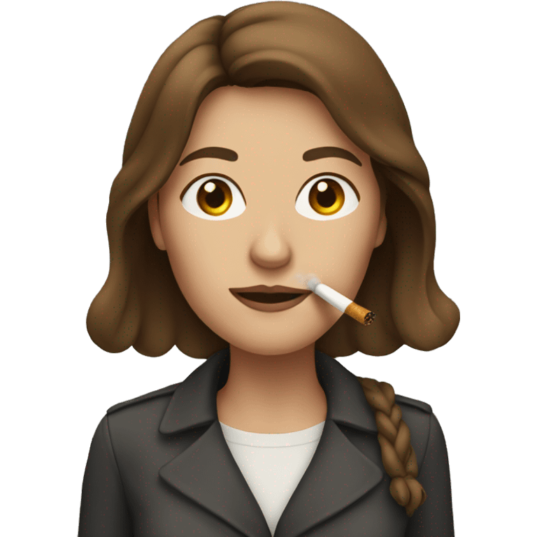 a woman with brown hair smoking emoji