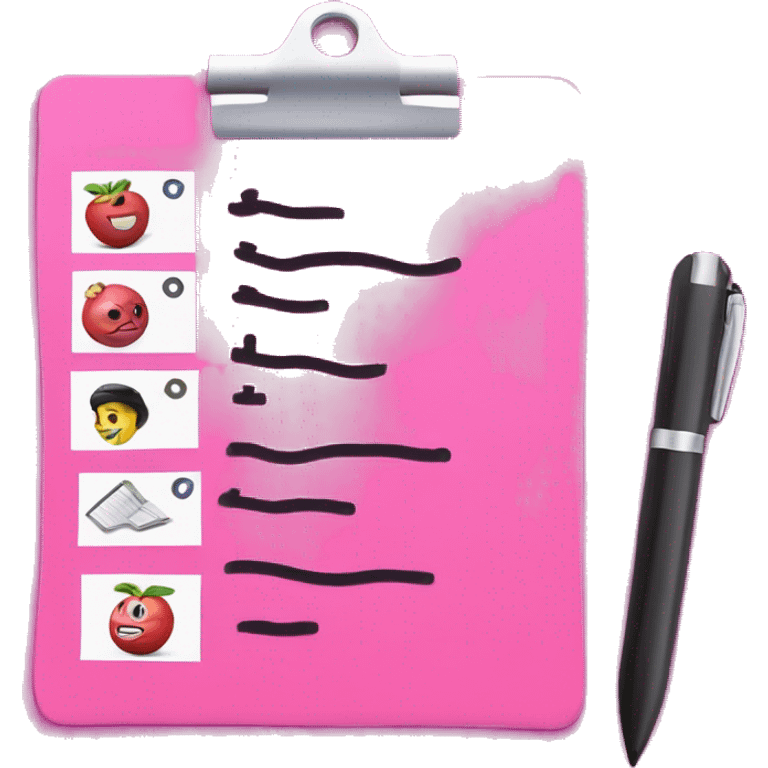 Initials SS on a bright pink clipboard check list emoji