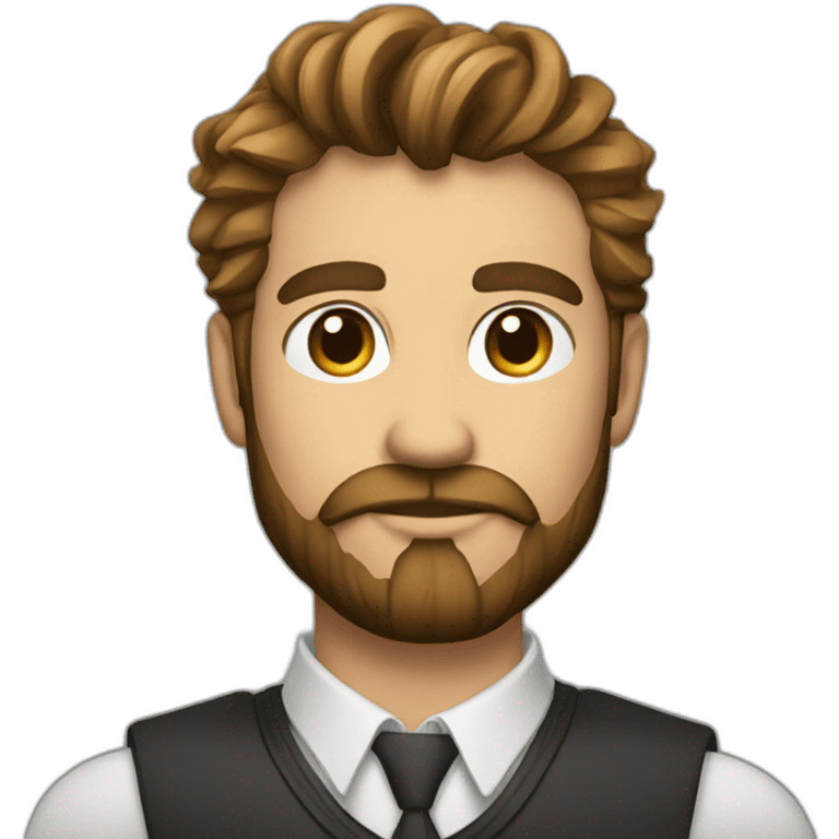 Elegant man, with a good necklace and watch holding his chin with the hand of his watch in an imposing manner. He has good hair and styling and a structured beard. emoji