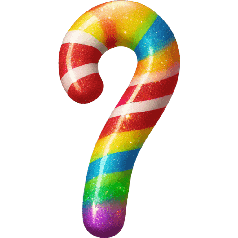 neon candy cane twisted with glittery rainbow stripes emoji