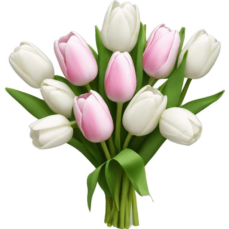 bouquet of white tulips and some pink tulips emoji