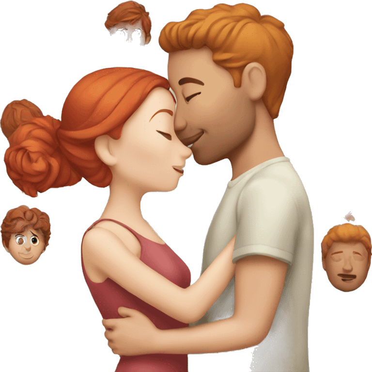 Red haired white couple kissing emoji