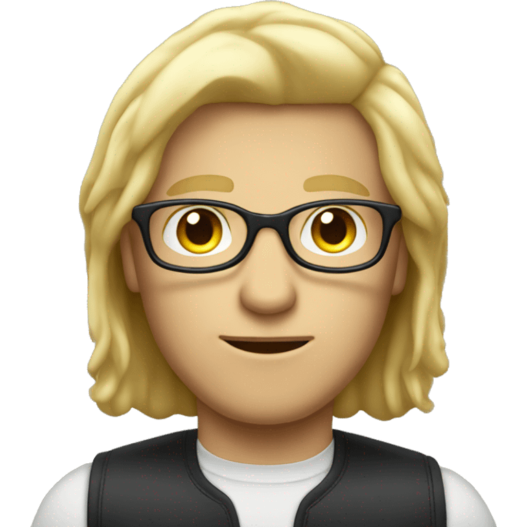 A white man with blonde hair and glasses using iPhone  emoji