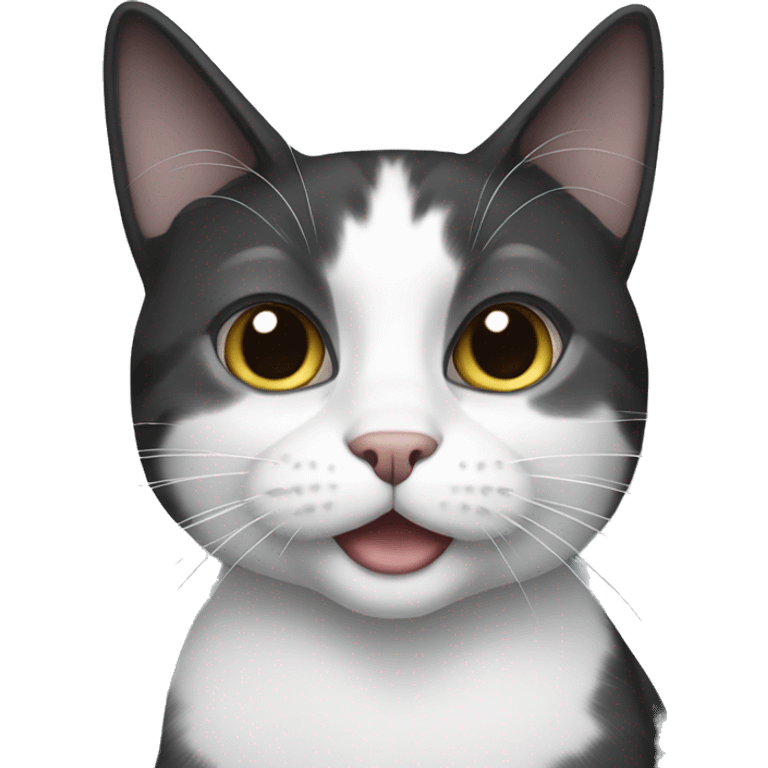 Black grey and white cat emoji