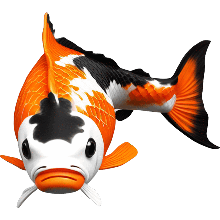 Black + Orange + White realistic koi fish, top view  emoji