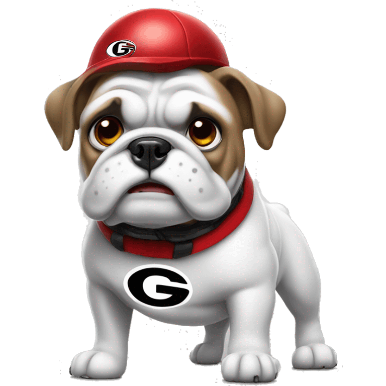 white UGA Georgia bulldog with a football and a red collar  emoji