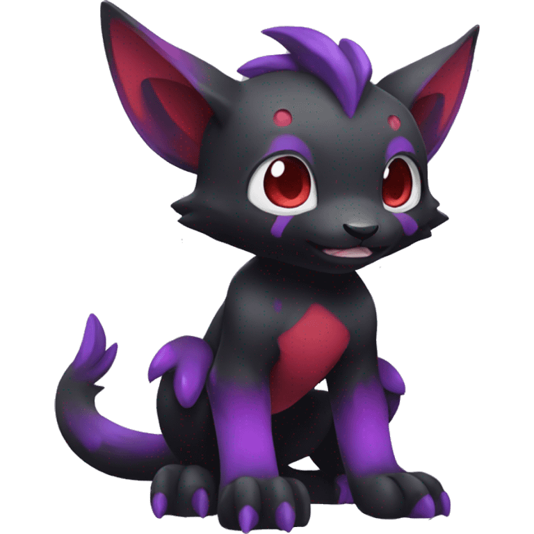 Cute cool dark black red purple animal hybrid Fakemon full body emoji