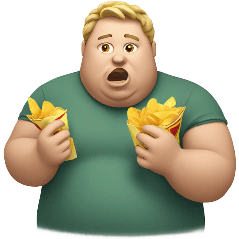 Fat guy eating chips emoji