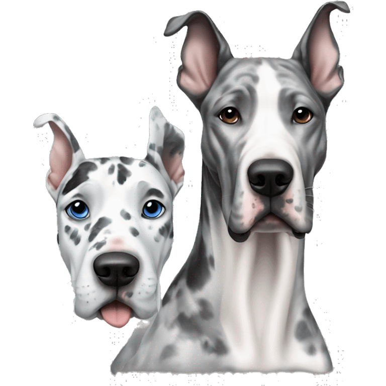 Asian man next to blue Merle great dane emoji