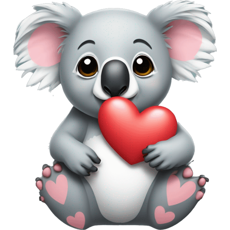 Koala with hearts and kisses emoji