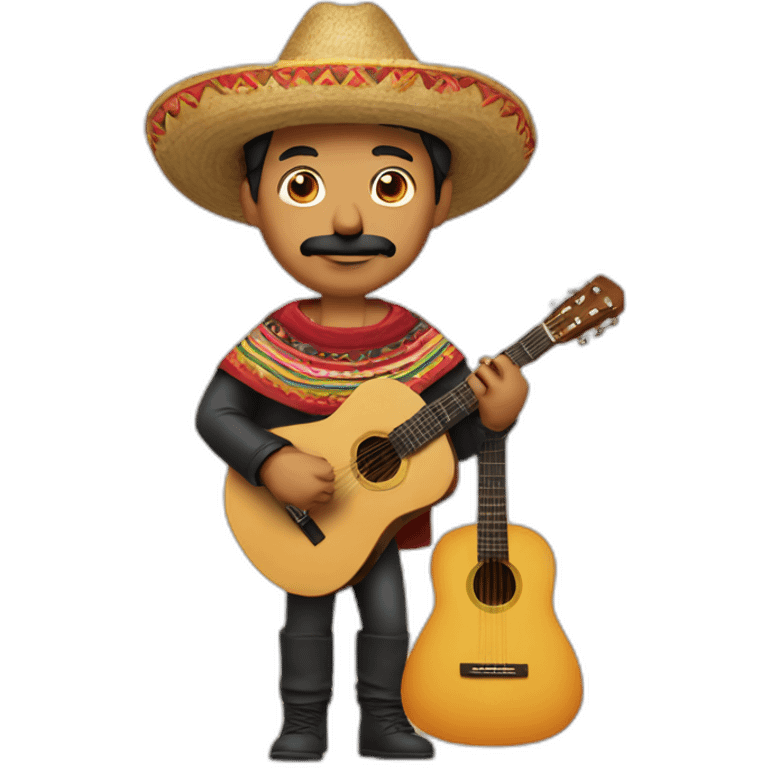 juan with a sombrero and poncho and moustache and guitar emoji