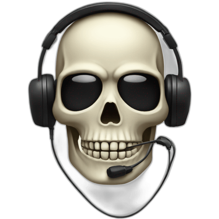 Military Skeleton mask with a long black mask underneath it and headset with a microphone emoji