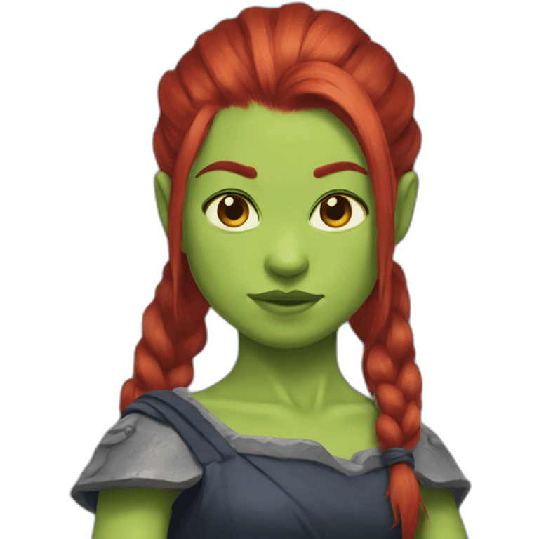 Ogre (oni) girl with red hair pontail emoji