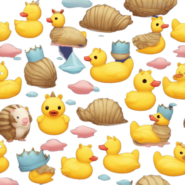 Rubber duck chubby round armadillo pig panda centipede armadillo wearing a crown emoji