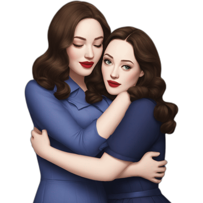 Kat dennings hugs Elizabeth gillies emoji