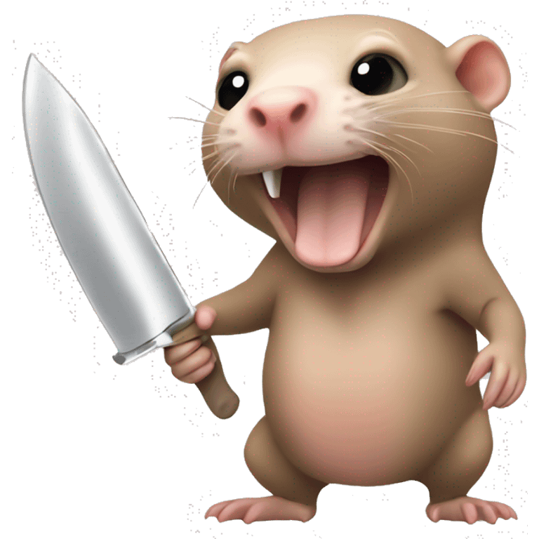 naked mole rat holding a knife emoji