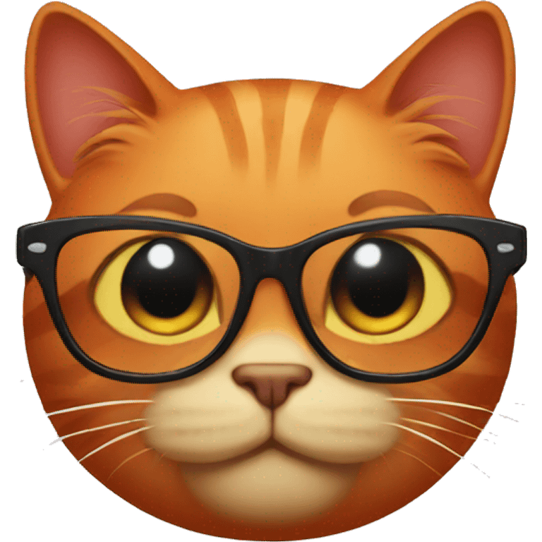 Red cat in black glasses winks emoji