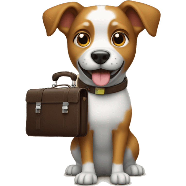 dog holds briefcase emoji