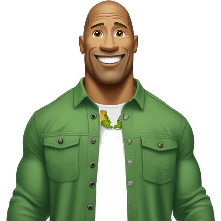 Dwayne the rock Johnson in green crocs emoji