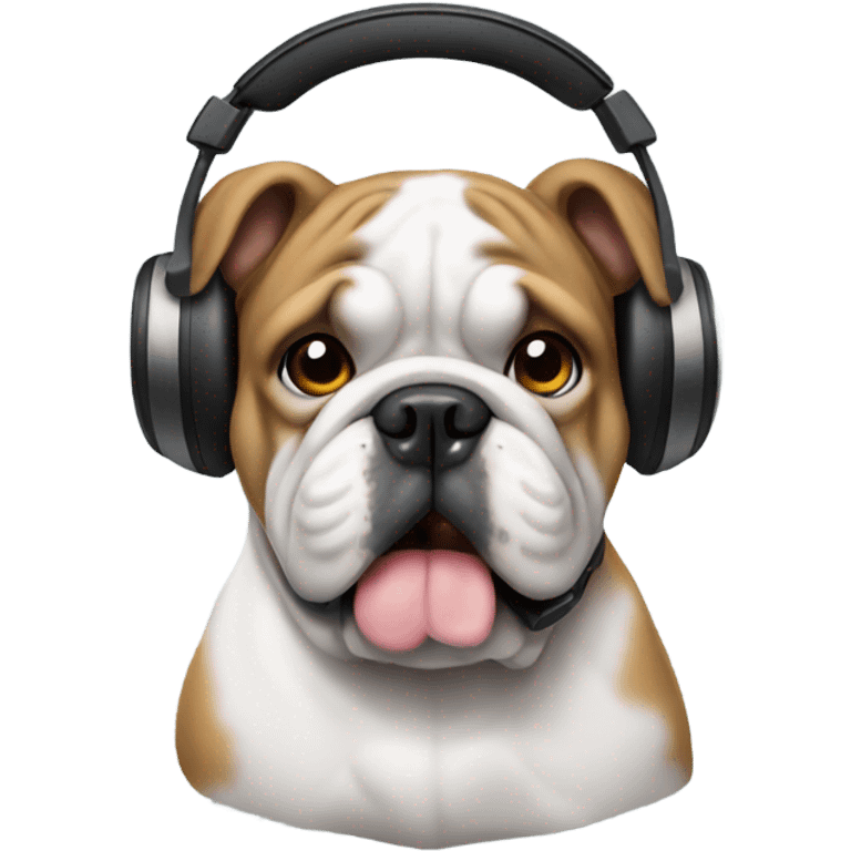 Bulldog with headphones emoji