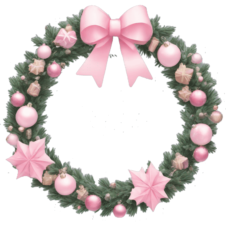 Pastel pink Christmas wreath emoji