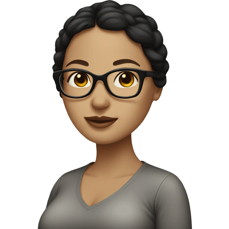 White pregnant woman with dark hair and glasses  emoji