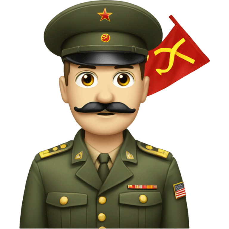 Military man with mustache and a communist flag emoji