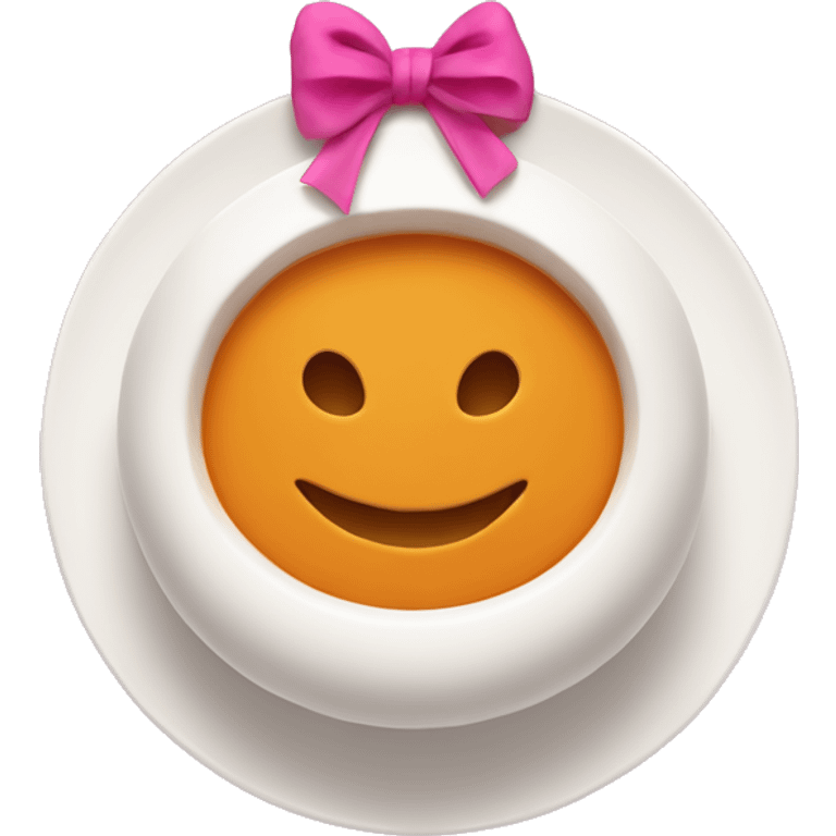 Pumpkin Soup without a Face in a white Bowl with a pink bow at the bowl emoji