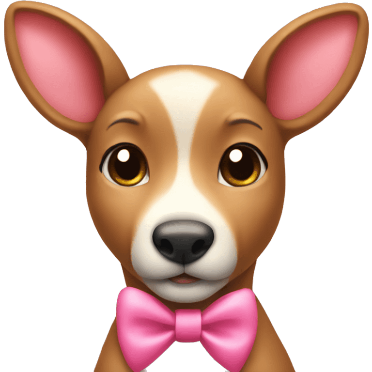 A cute dear with a pink bow as a collar  emoji